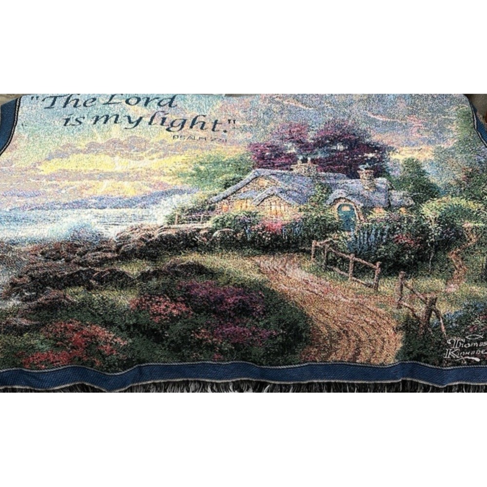 Thomas Kinkade The Lord Is My Light Psalm 27:1 Woven Fringed Throw 50x60